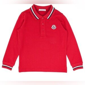 Moncler Kids Long Sleeve Polo in Red Size 6
